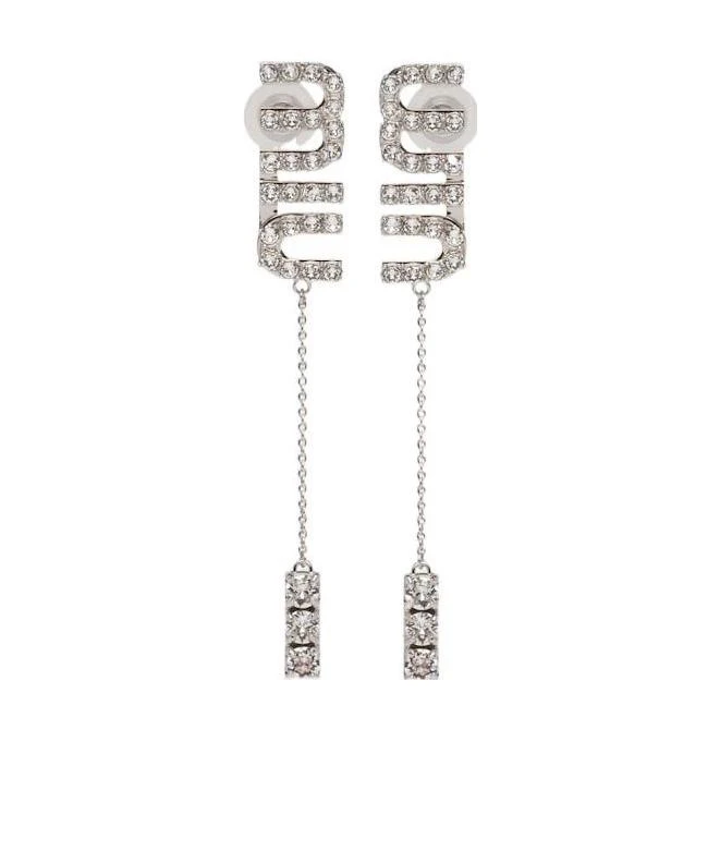 全新未使用 MIU MIU/缪缪  瑞服 经典字母LOGO水钻耳环耳钉