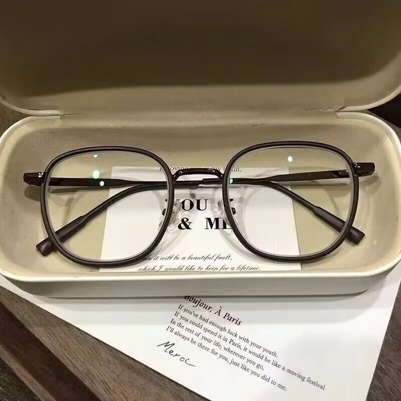 栗子棕高颜值素颜眼镜框架防蓝光圆脸显瘦近视有度数眼睛女学生潮