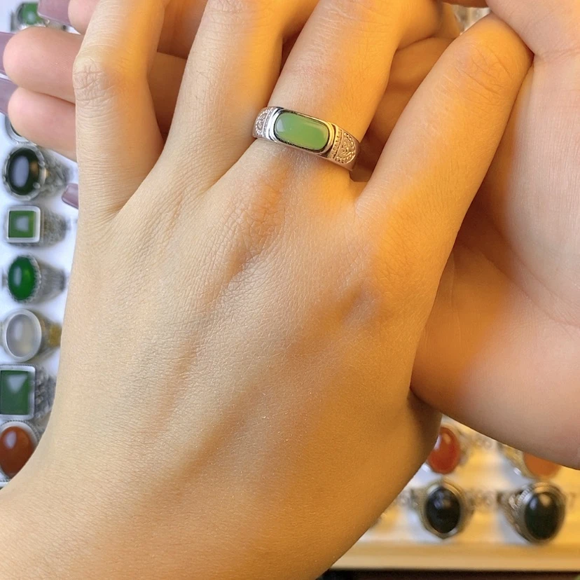 【闪购商品】和田玉戒指银S925镶嵌?*鱼