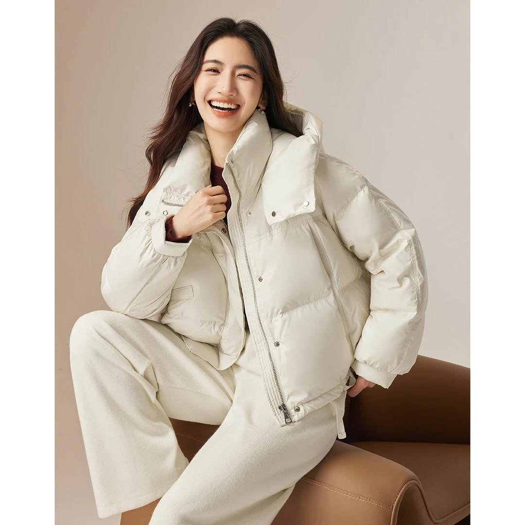 2754【女乔专享】朗文斯汀冬装泡芙连帽宽松羽绒服DTMA4509D12754