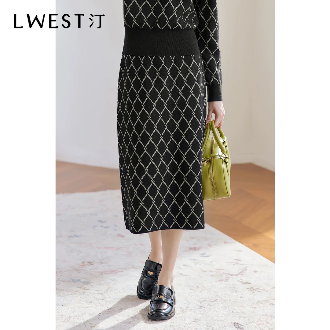 【品牌女装】朗文斯汀金丝提花针织半身裙DTYQ3509D07006