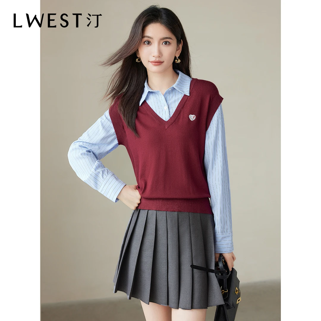 07356【大叔专享】朗文斯汀学院风假两件针织衫DTYZ4307D07356