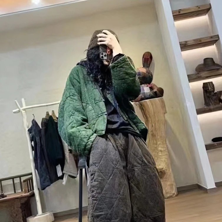 忆古朴拙210405-4小众设计款四股色织麻合股粗麻冬季盘扣短棉服