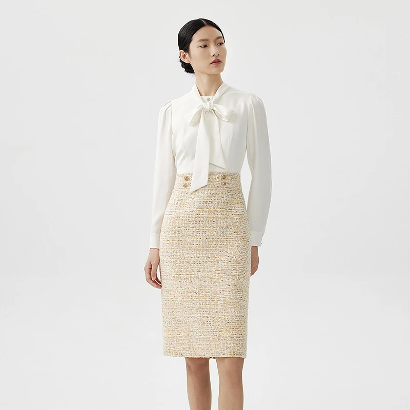 LANCY/朗姿春季新款高级感裙子气质优雅拼接衬衫连衣裙女