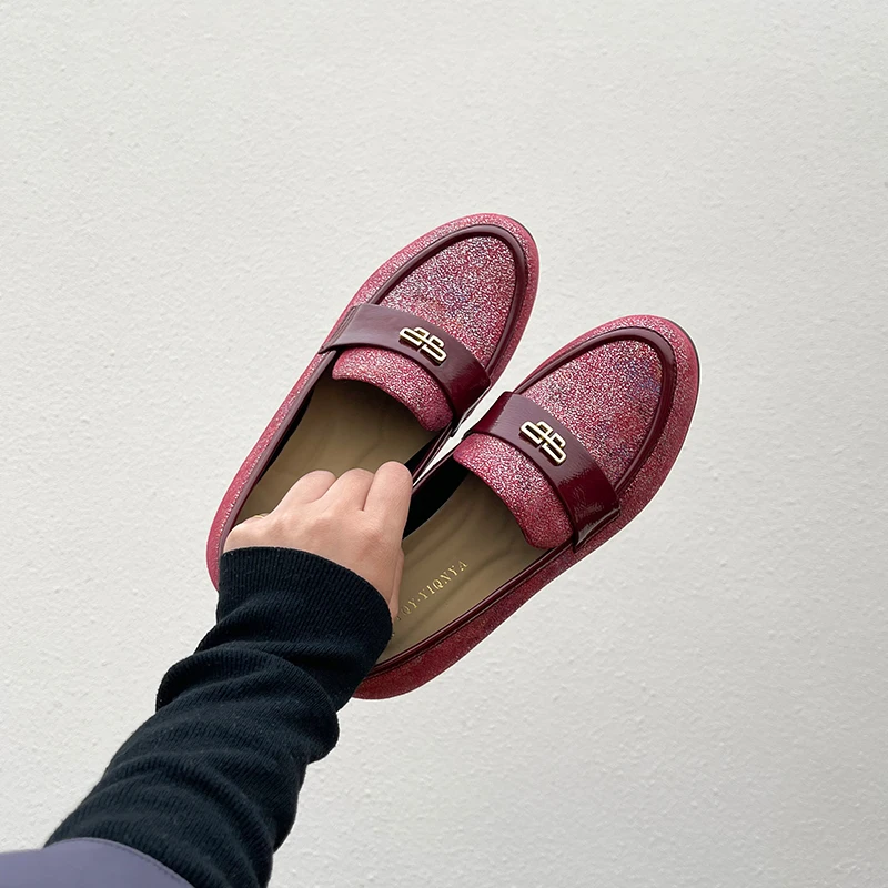 018 跟高3.5cm 头层牛皮单鞋女百搭软底舒适厚底妈妈鞋子女粗跟鞋