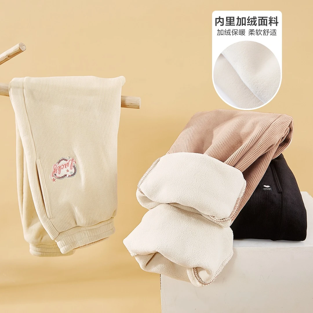 【秋冬加绒】笛莎女童裤子儿童奥利绒长裤弹力加厚休闲裤-B3225A405