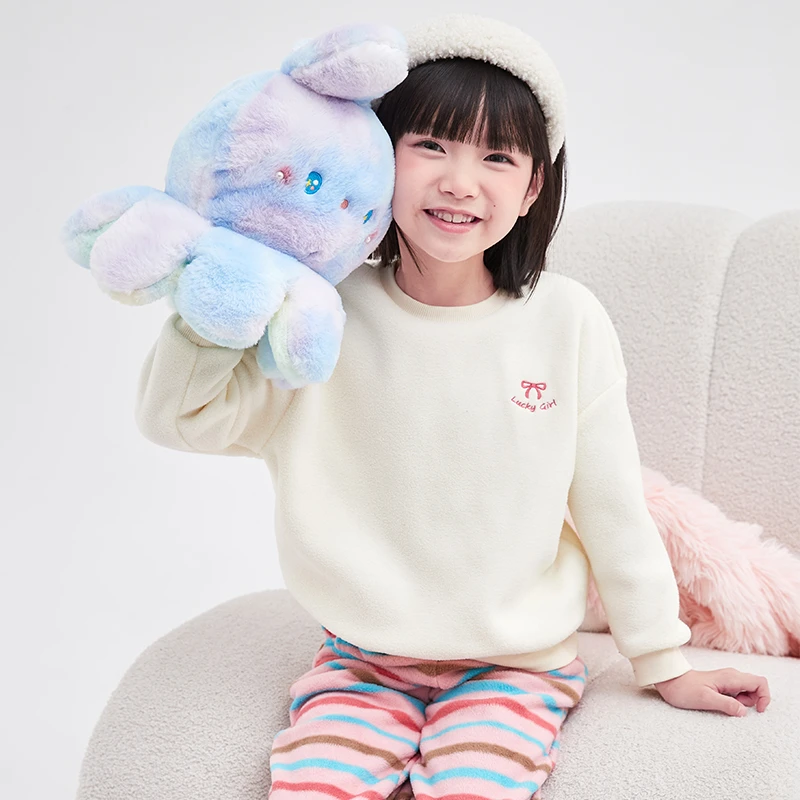 笛莎女童家居服出春秋儿童睡衣双面摇粒绒空调服两件套-23234M303