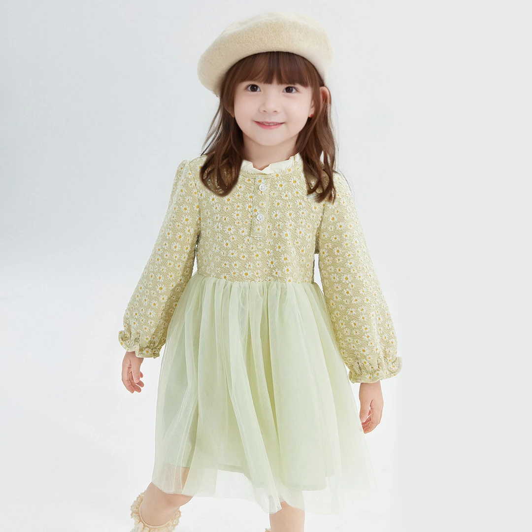 D笛莎童装女童时尚连衣裙春秋小女孩裙子宝宝儿童碎花裙13243D313