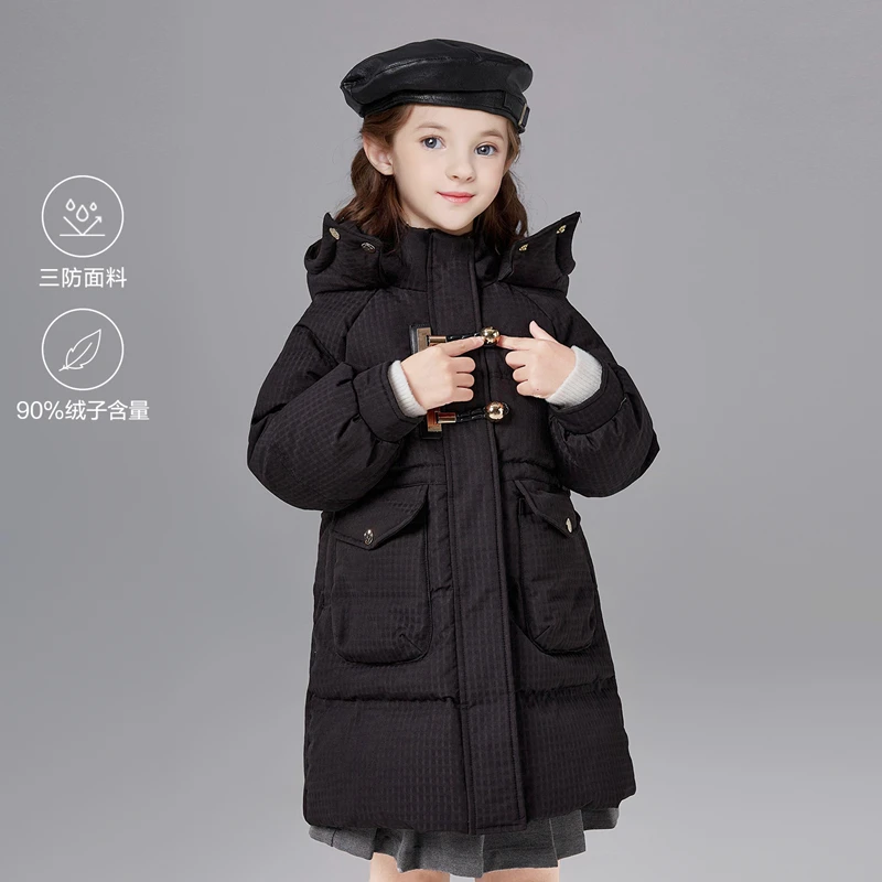 【达人专属】笛莎冬牛角扣儿童中大童保暖中长款外套-932456602