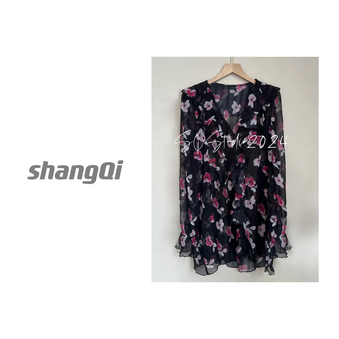 【蝴蝶兰】高端显瘦遮肚子轻奢时尚百搭碎花连衣裙。——A441/卡码拍大