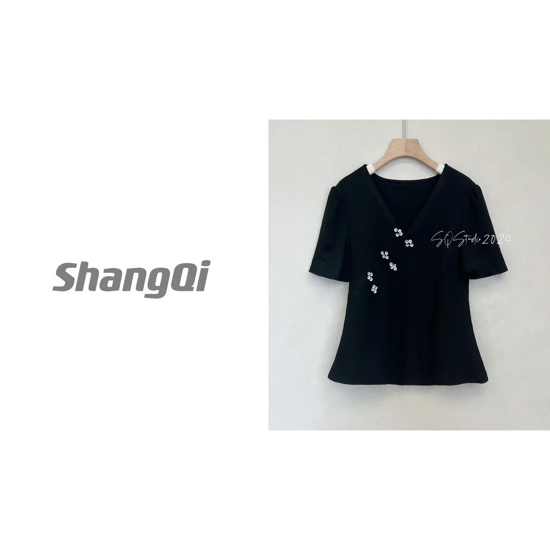 【墨染上衣】气质高端时尚轻奢显瘦遮肚子高级感T恤。——N122卡码拍小