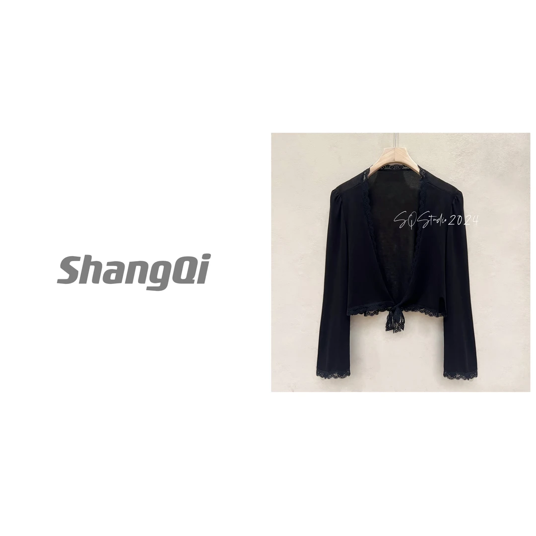 【蕾丝防晒开衫】气质针织轻奢时尚短款上衣。——N99卡码拍大