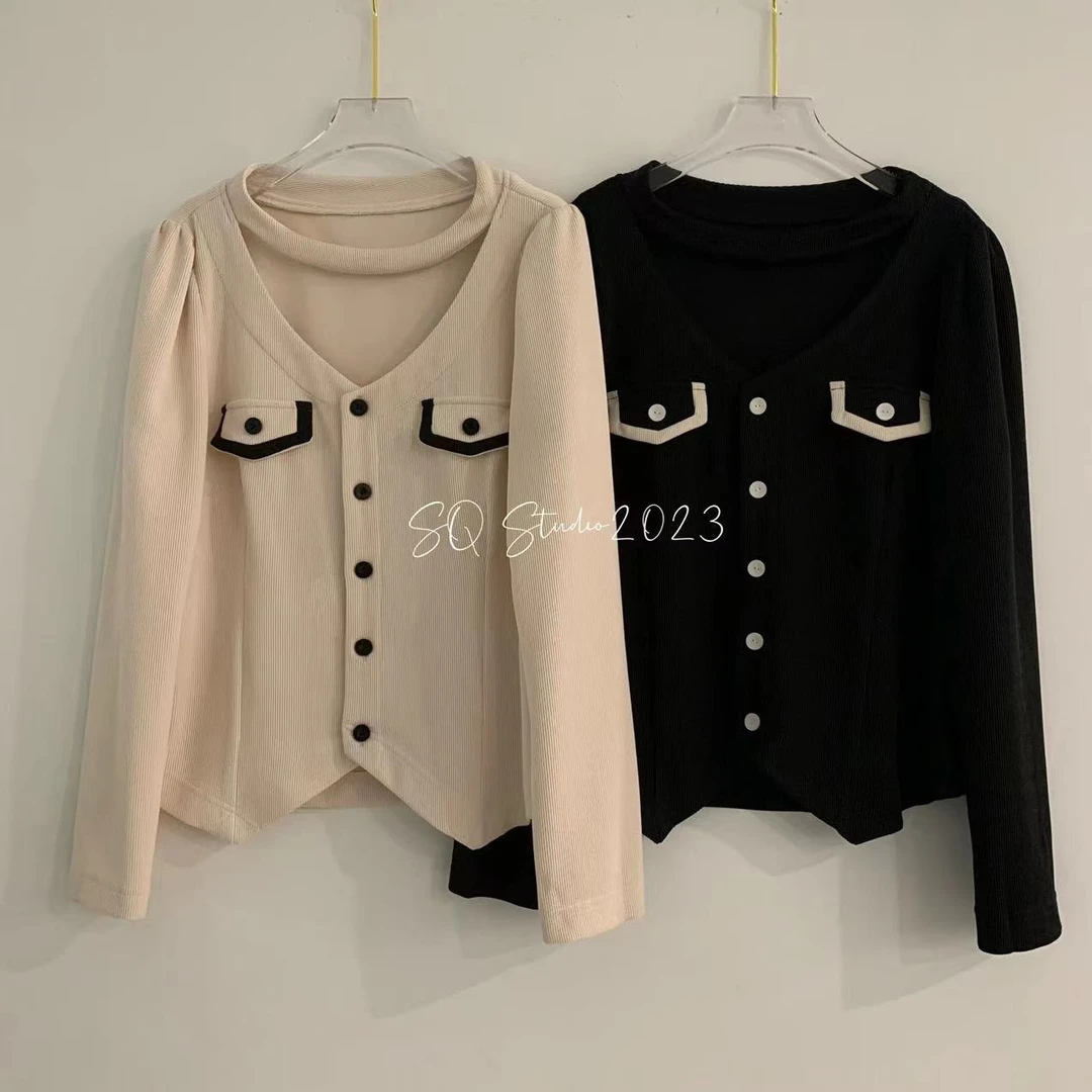 《小心机》收腰拼色上衣外套Q-K27B卡码拍小