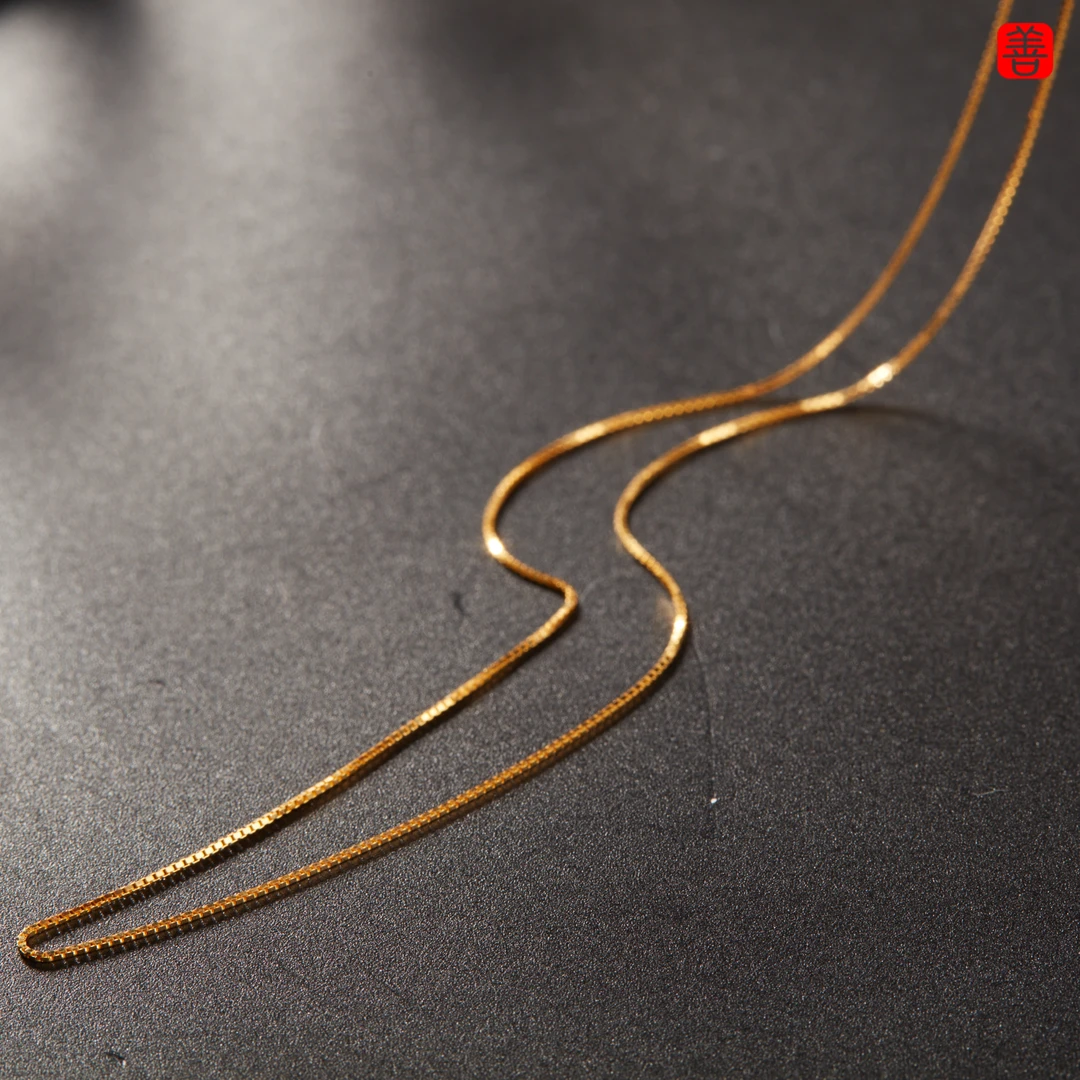 925银银制品  【玉氏珠宝】金色针式银链-45cm  CAN690024