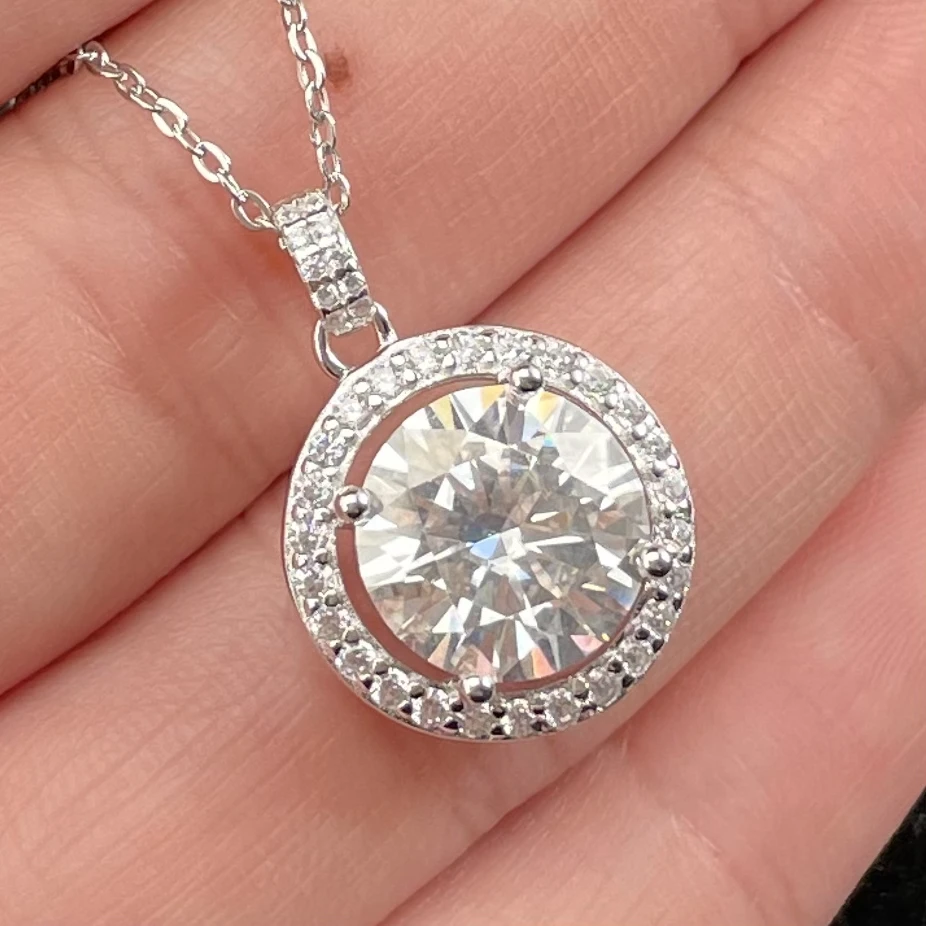 925银莫桑石银制品 【银饰溯源】925莫桑钻项链 带银链 CAN2630021