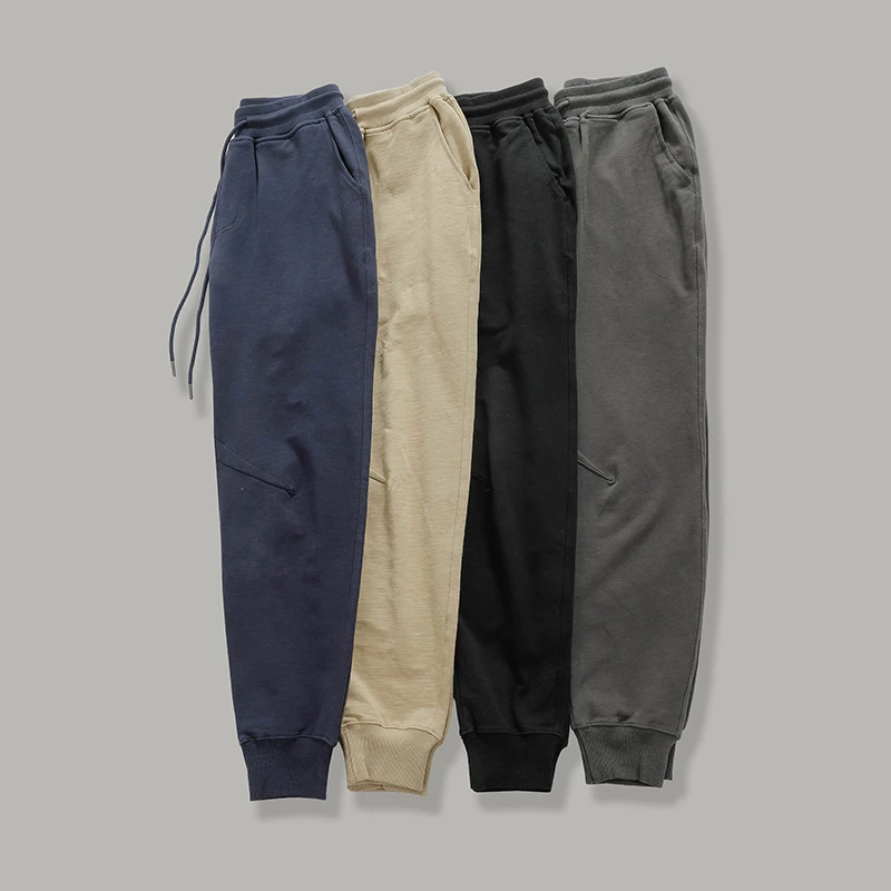 纯纯精选 原创简约宽松休闲运动长裤男螺纹腰头锥形束脚裤