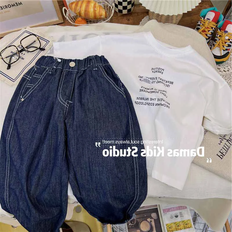 男童儿童宽松直筒牛仔裤2026秋季新款纯棉百搭长裤中小童阔腿裤子