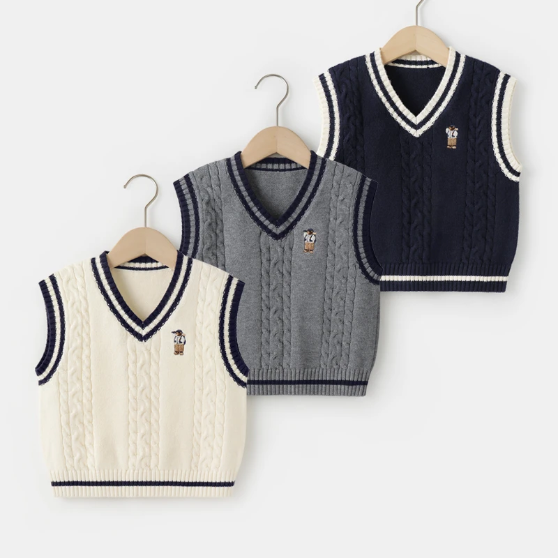 【春款上新】男童学院风针织背心毛衣马甲春装春秋款儿春季U14618
