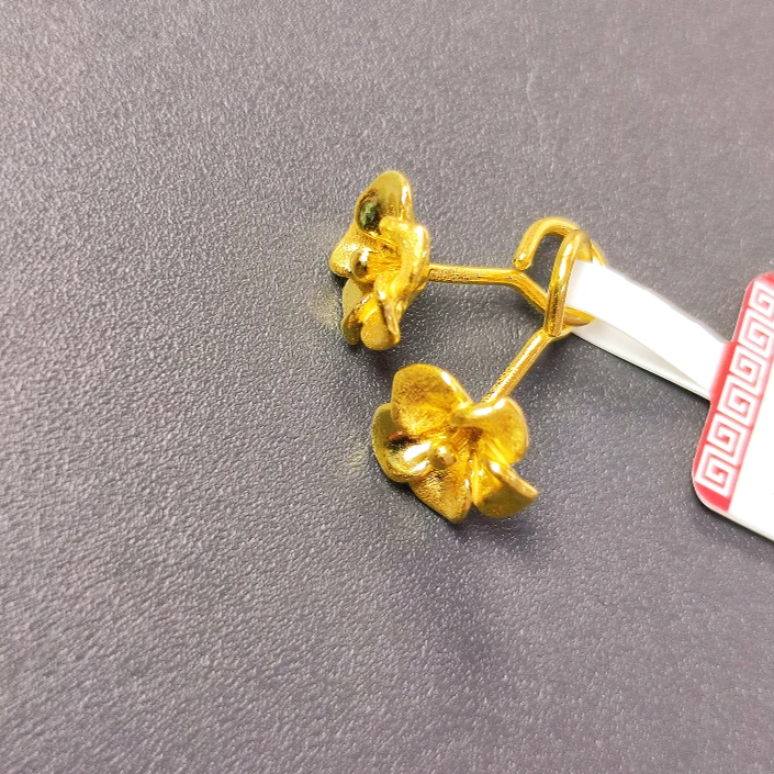 足金999耳钉3D硬金工艺黄金耳饰真金【美云珠宝】
