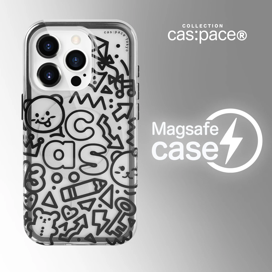 殼空間【空间熊黑白涂鸦/磁吸】透明适用苹果iPhone15手机壳14/13