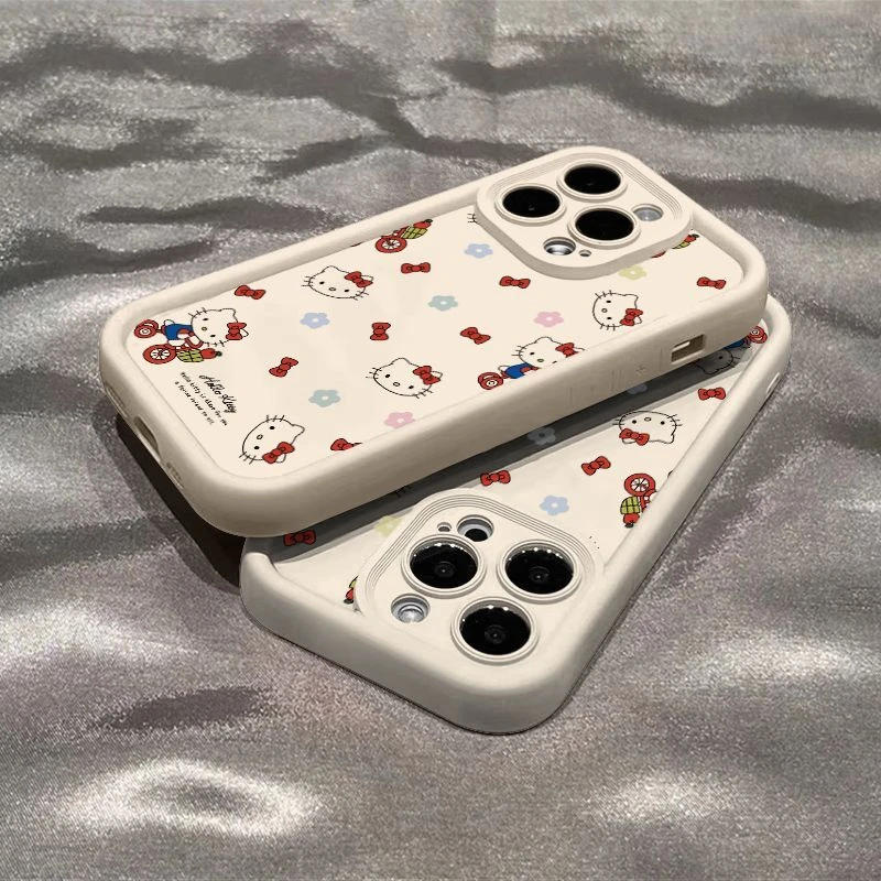 骑单车KT猫适用iPhone12/13/14/15p手机壳全包xsmax/xs/xr/手机壳