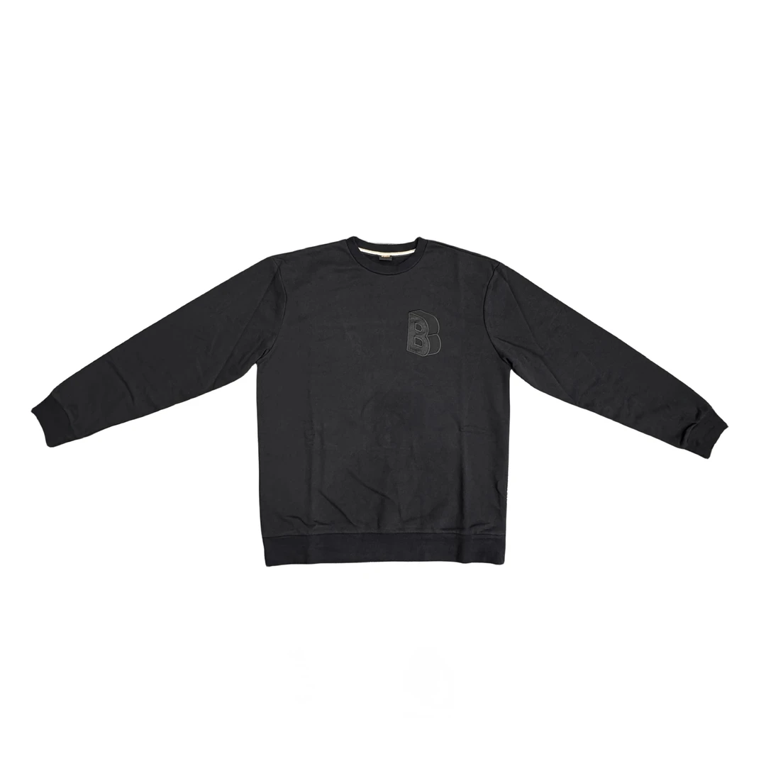 99新 HugoBoss/雨果博斯 男女黑色大B标套头卫衣 50468454
