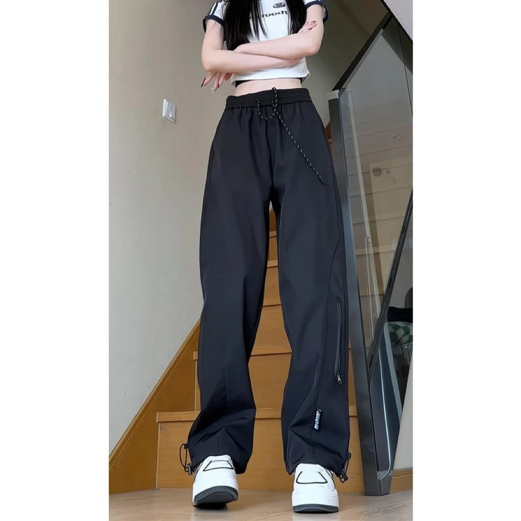 男女款春秋冬季直筒伞兵冲锋裤抽绳束脚工装裤潮牌百搭休闲裤子