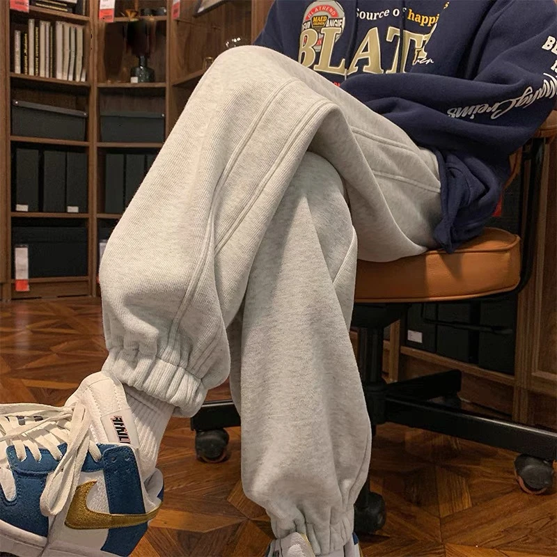 春秋束脚卫裤男潮牌秋冬季美式vibe风加绒加厚休闲裤子宽松运动裤