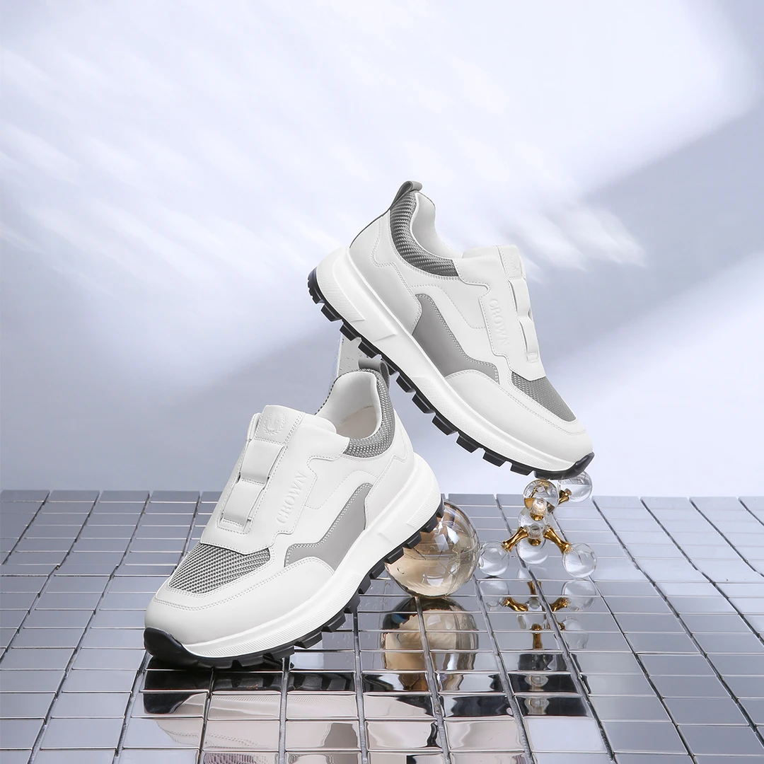 CROWN/皇冠2025新款真皮男士一脚蹬舒适耐磨防滑时尚休闲运动男鞋