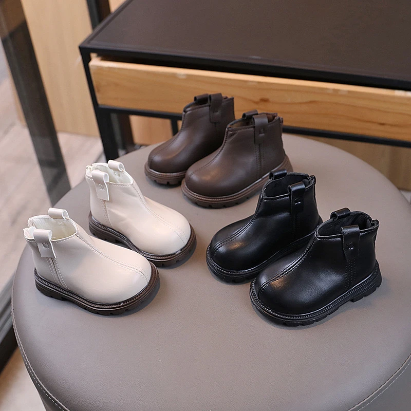 2024春秋季宝宝短靴1一2-3岁小童学步鞋皮面单靴男女童马丁靴
