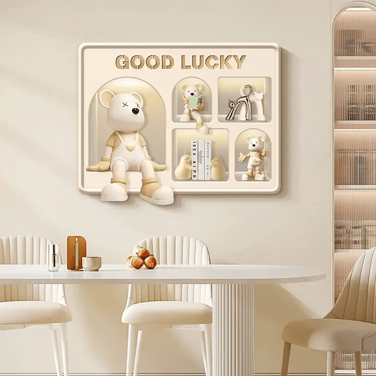 暴力熊配电箱奶油风电表箱装饰画遮挡强弱电箱盒电源盖板餐厅挂画