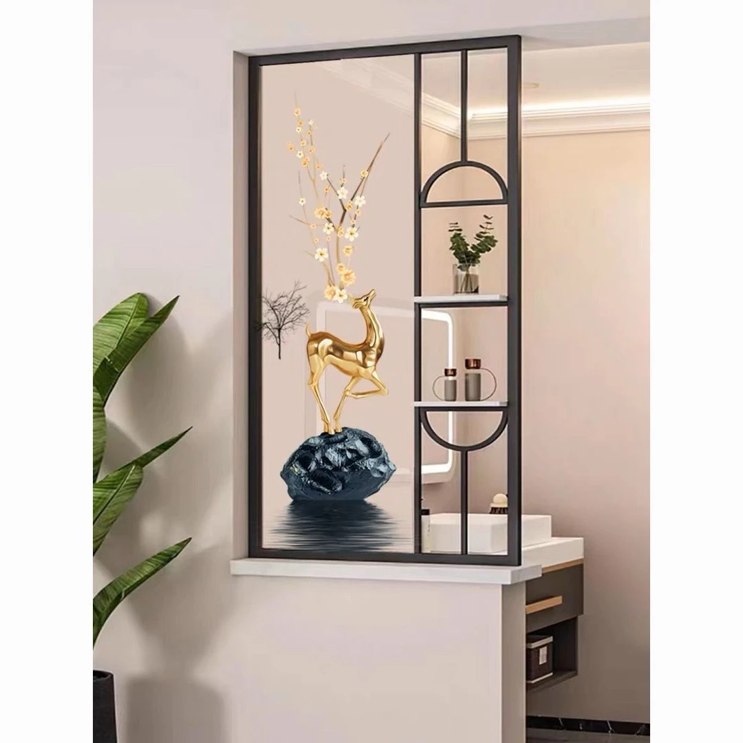 简约钢化玻璃客厅遮挡入户门玄关卫生间半墙卫生间半墙隔断屏风