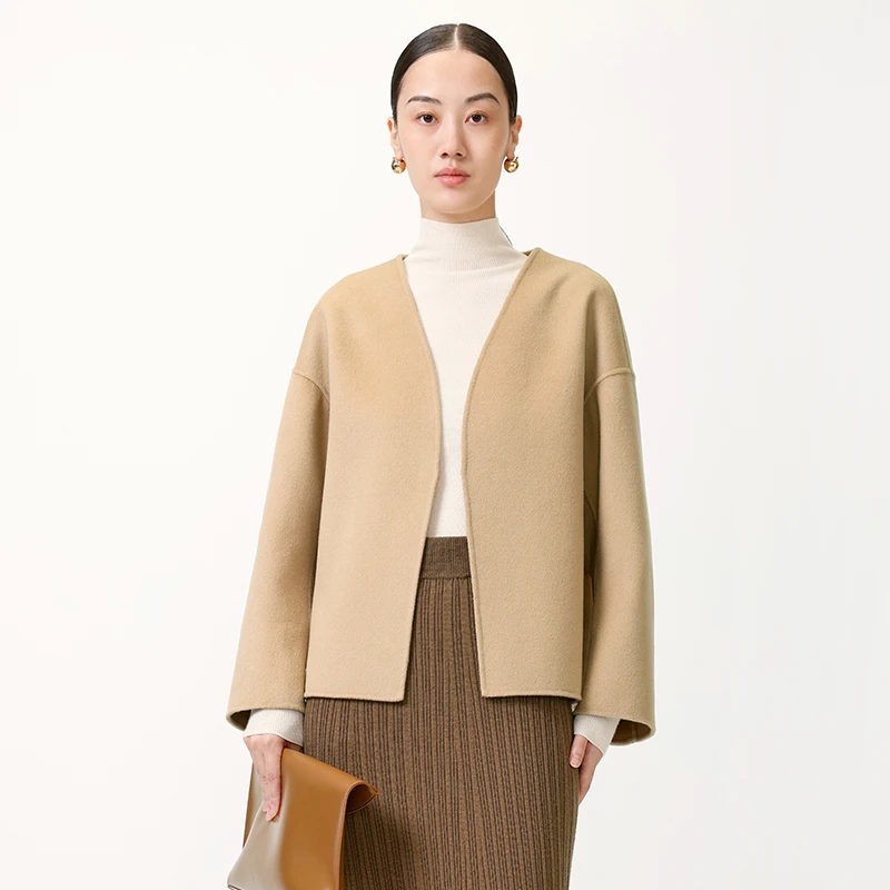 寺山文也 熹微/实用的小战袍~髙端羊毛双面呢短款大衣外套女百搭