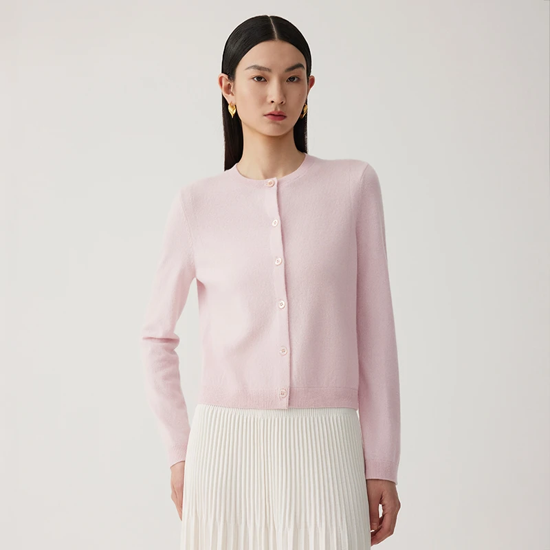 寺山文也 沁兰/100%阿尔巴斯纯羊绒气质针织裙套装圆领开衫秋冬女