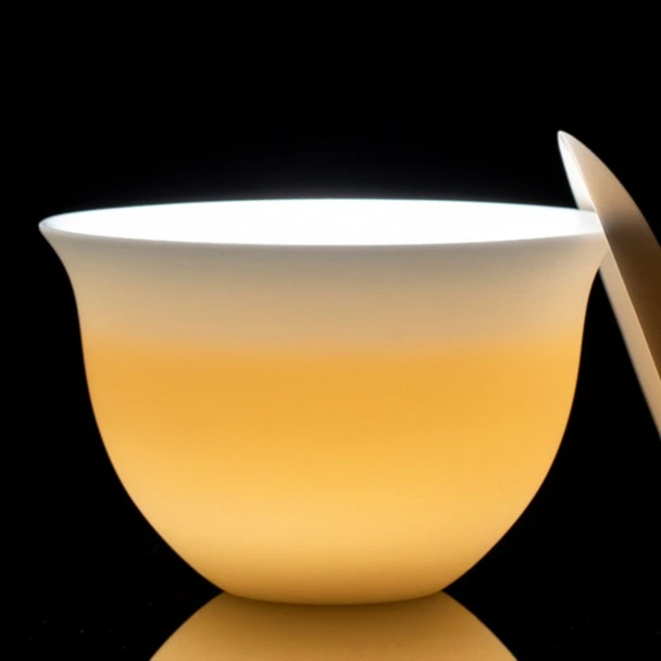 薄胎瓷盖碗德化羊脂玉瓷素烧手工高档简约泡茶品茶小茶碗白瓷茶具