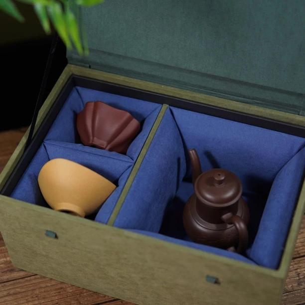 小徐紫砂 精品执壶套装礼盒装一壶两杯老紫泥130cc中式送礼佳品