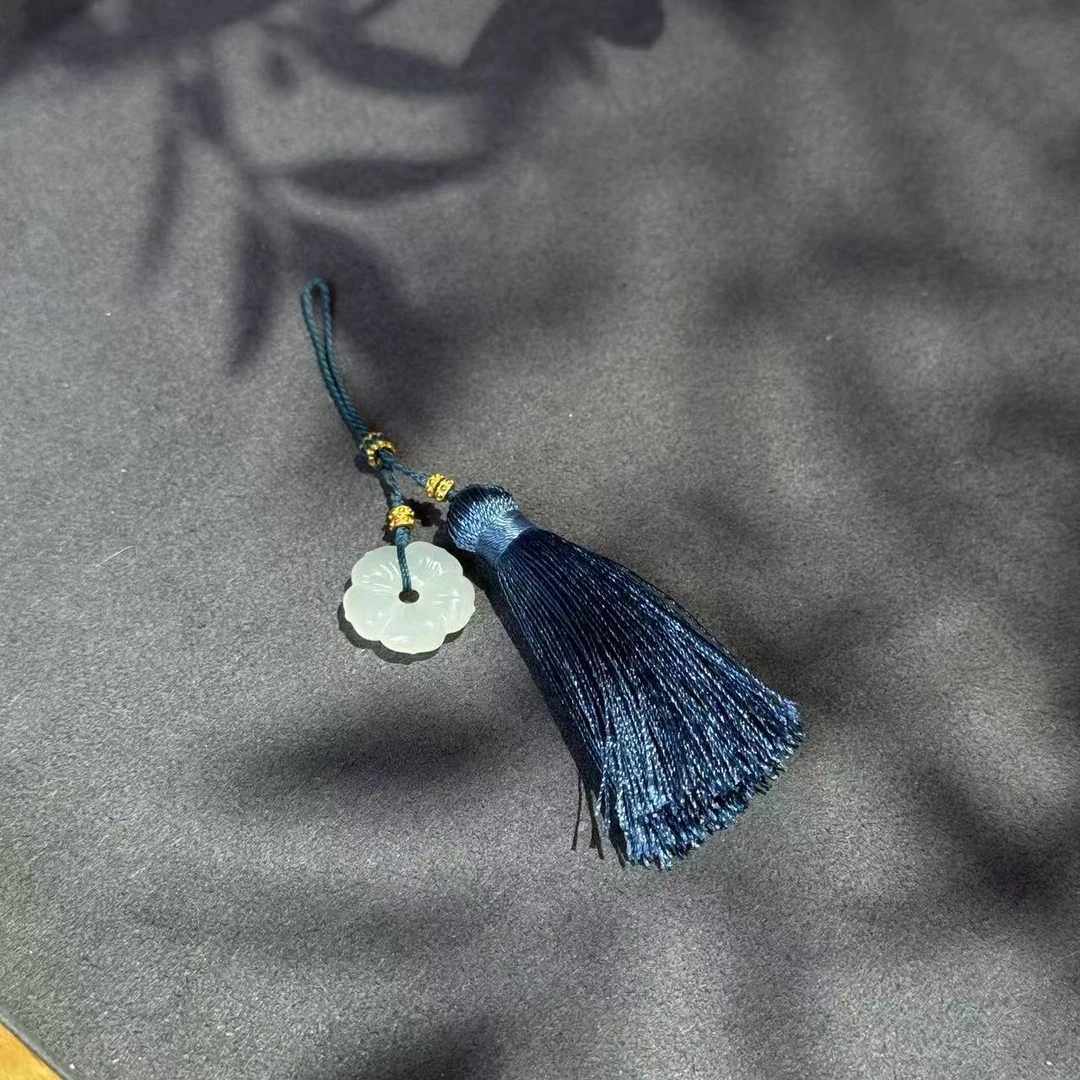 【景润】天然和田玉有钱花手机挂手工编流苏挂件 多样性发其一