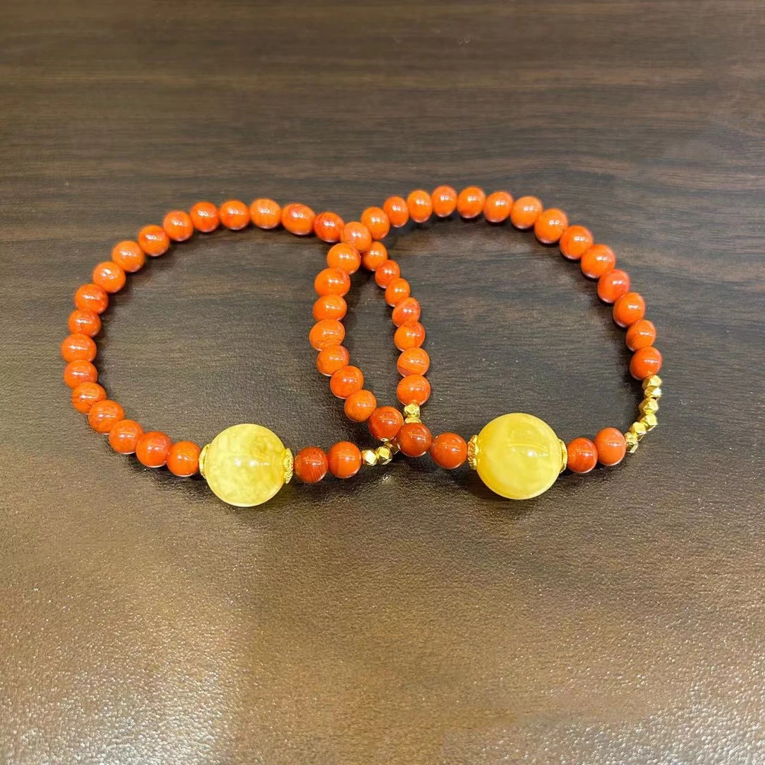 天然蜜蜡单珠手链（微瑕） 多样性发货@只发一件