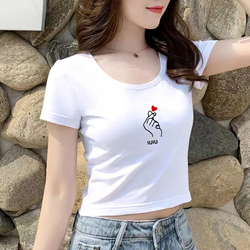 夏季新款白色小款短袖t恤女短款薄款高腰小众露脐紧身棉上衣ins潮