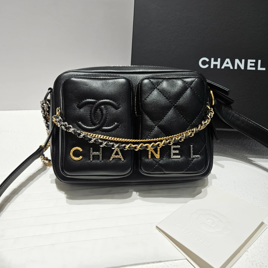 全新未使用 Chanel/香奈儿 7姐福利/23P黑金 嬉皮 相机包