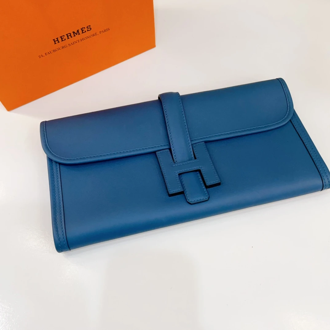 99新 Hermes/爱马仕 7姐专场/蓝色 jiga29 手拿包 T刻