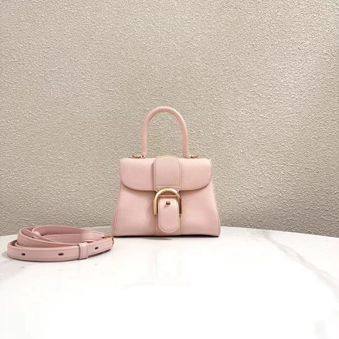 99新 Delvaux/德尔沃 蔚蓝/Brillant mini 樱花粉 金扣 手提包