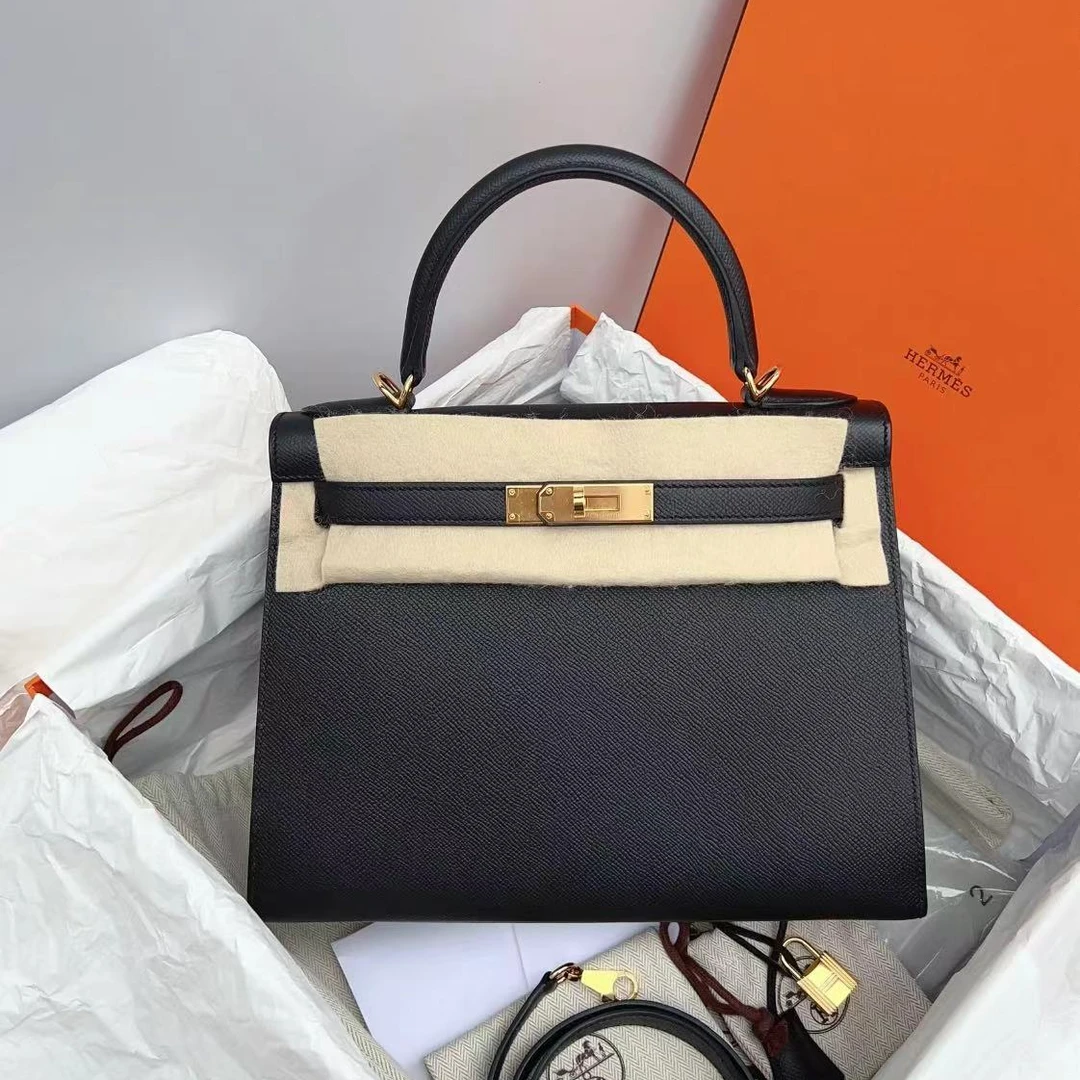 全新未使用 Hermes/爱马仕 蔚蓝 /黑金 Kelly 28  Z刻