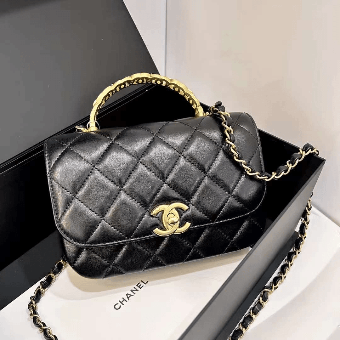 全新未使用 Chanel/香奈儿 蔚蓝/24S 黑金 手柄款 woc 发财包