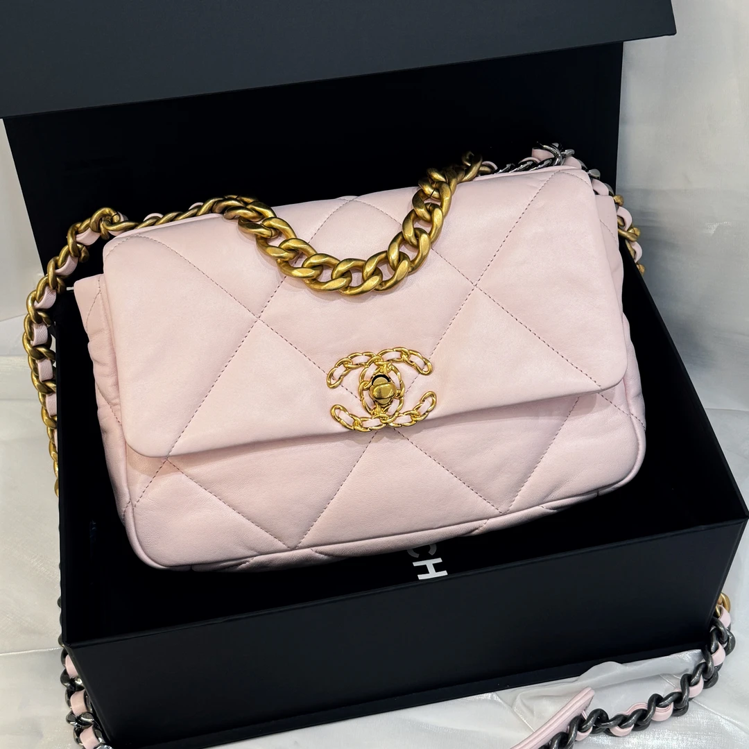 99新 Chanel/香奈儿 蔚蓝/樱花粉 19bag 链条包