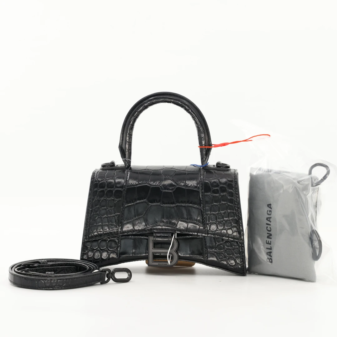 99新 Balenciaga/巴黎世家 soblack黑色压纹沙漏包/JM230613013