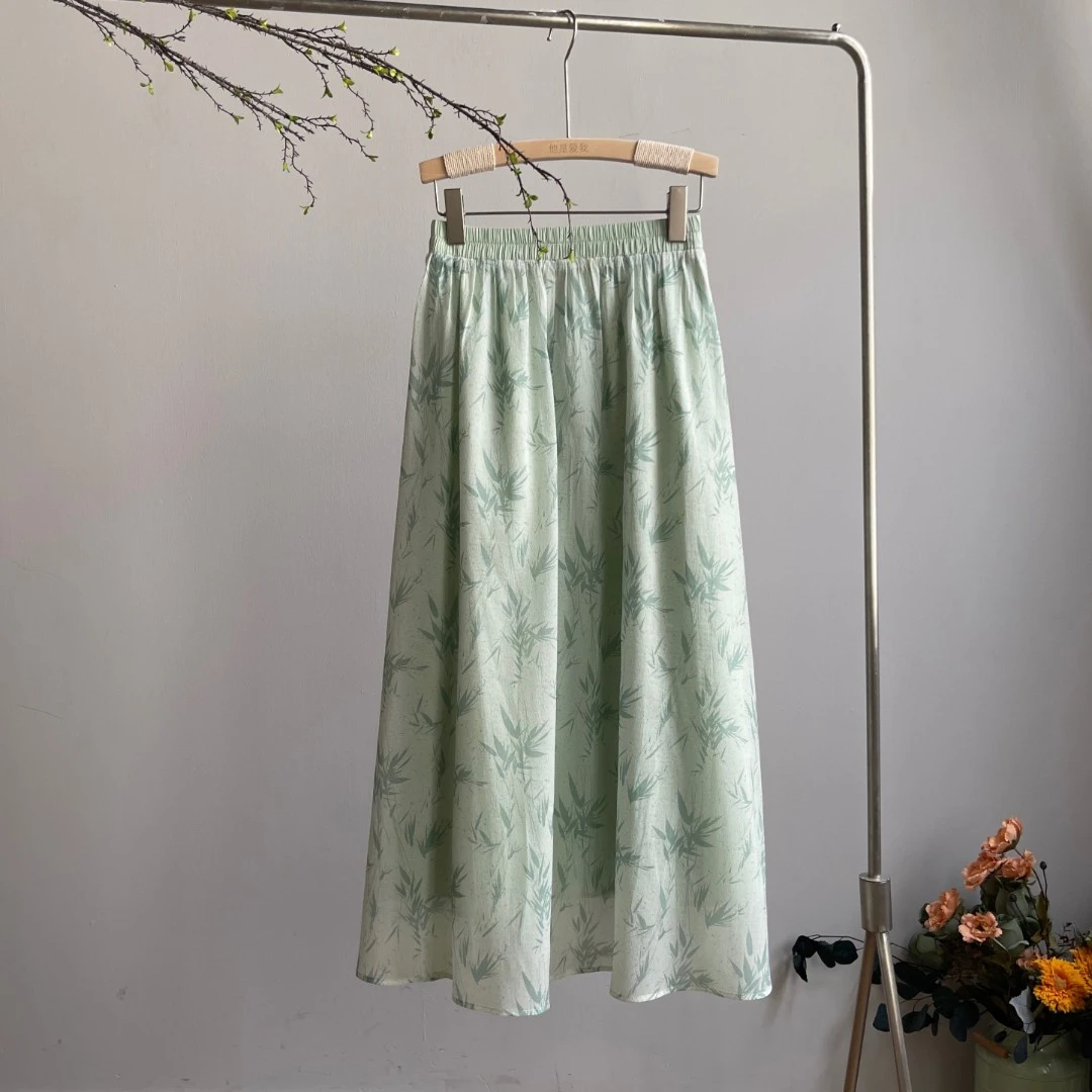 2352竹叶半裙《伊人夜》设计师春夏新款复古竹叶清冷设计感半身裙