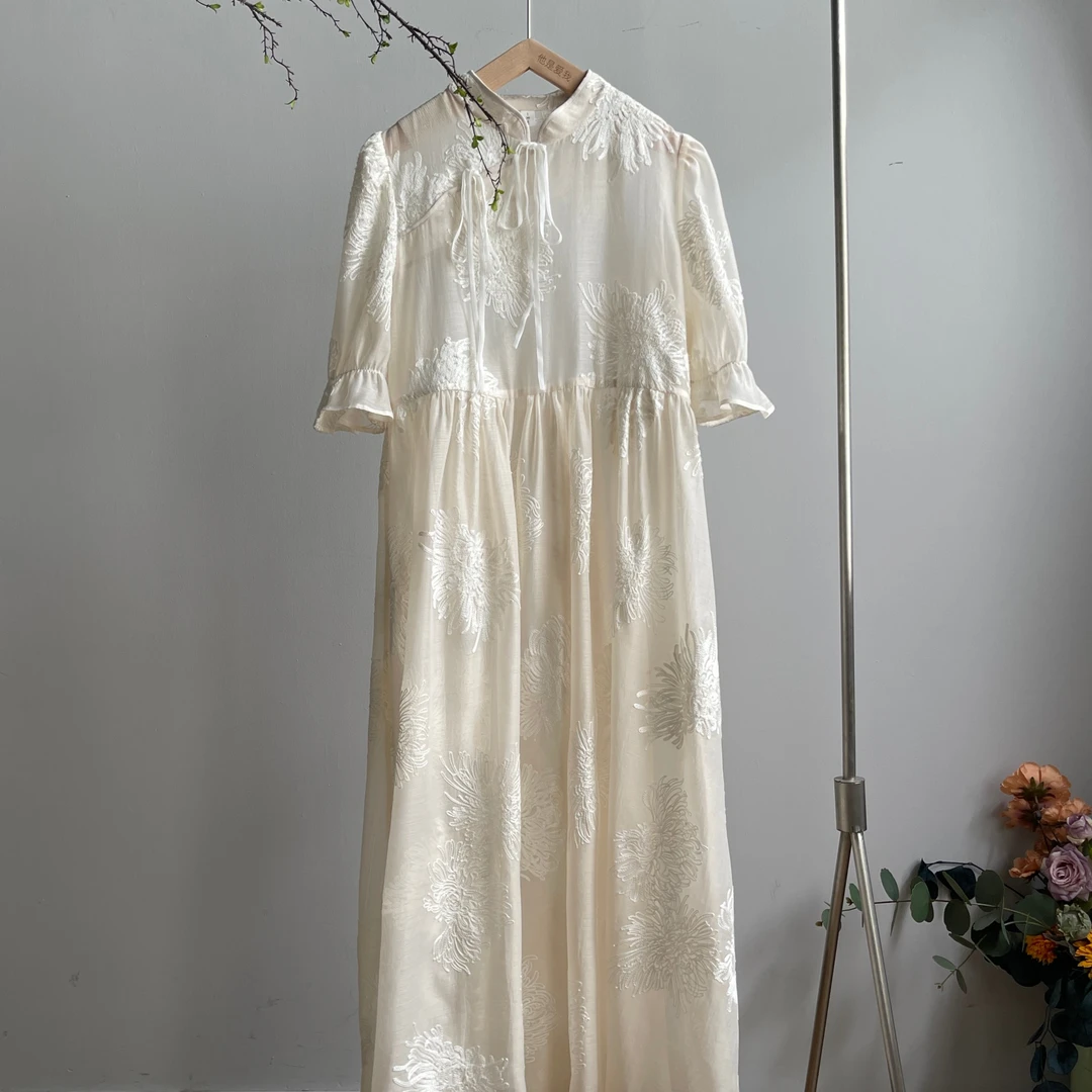 2364连衣裙《芷汐》设计师春夏新款复古重工仙气气质百搭连衣裙