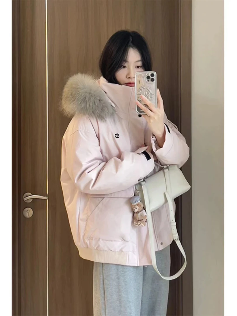 大毛领韩ins情侣版棉服女冬季2025新款宽松工装棉衣加厚棉袄外套