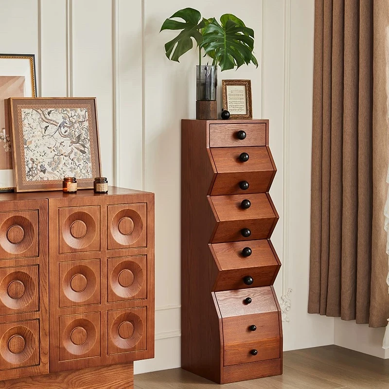 实木古风五斗柜不规则柜子玄关复古储物柜餐边收纳客厅置物柜意式